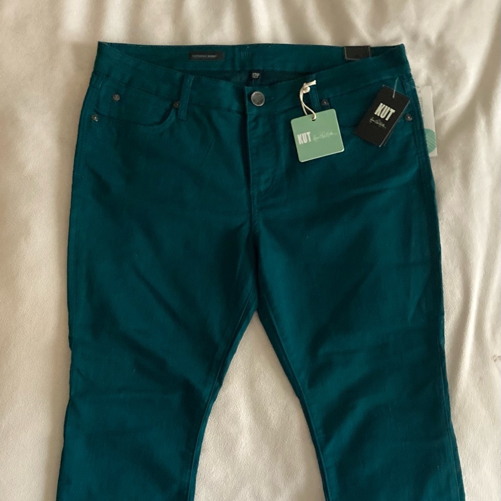Dayna Colored Skinny Jean Kut From The Kloth Teal Green Toothpick Skinny 12P 27"